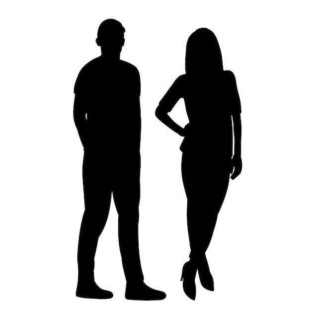 Silhouette man and woman on white background isolated