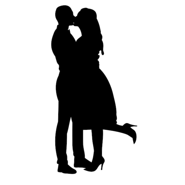 Vector silhouette man and woman