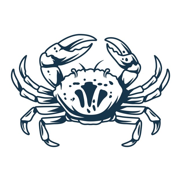 Vector silhouette of marine oceanic crab with claws