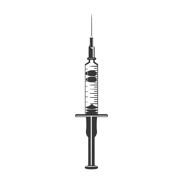 Vector silhouette medical syringe black color only