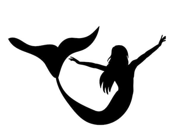 Vector silhouette of the mermaid