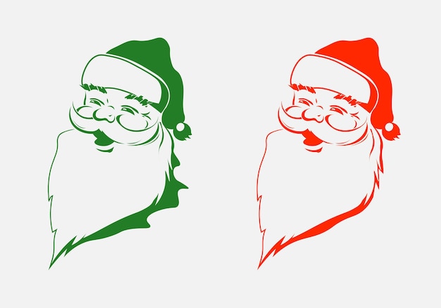 Silhouette of merry santa claus green and red