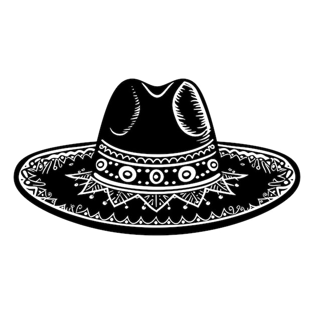 Vector silhouette mexican hat sombrero black color only