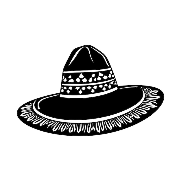 Vector silhouette mexican hat sombrero black color only