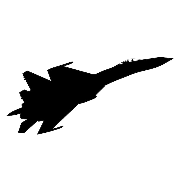 Silhouette military combat airplane on a white background