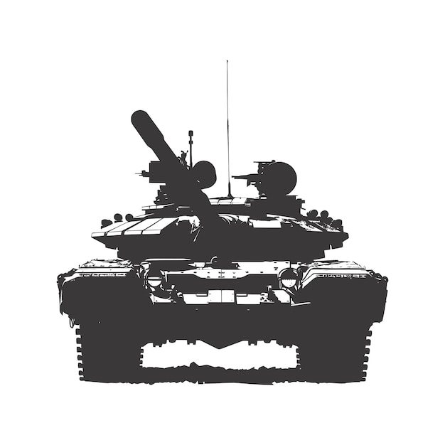 Силуэт военного танка только черный цвет