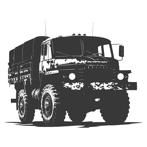 Вектор Силуэт военного грузовика только черный цвет