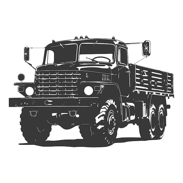 Vector silhouette military truck black color only