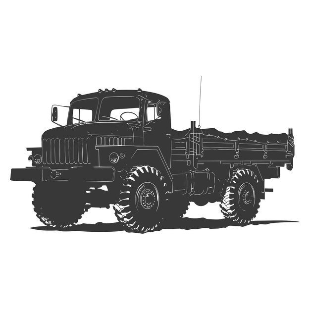 Vector silhouette military truck black color only