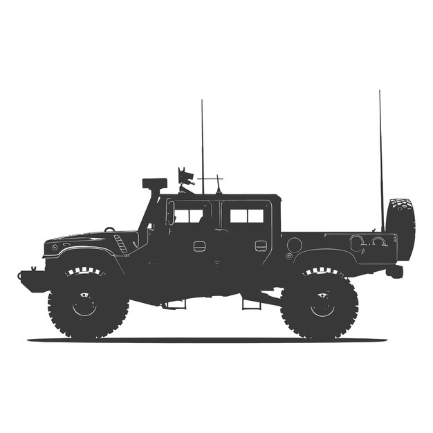 Vector silhouette military truck black color only