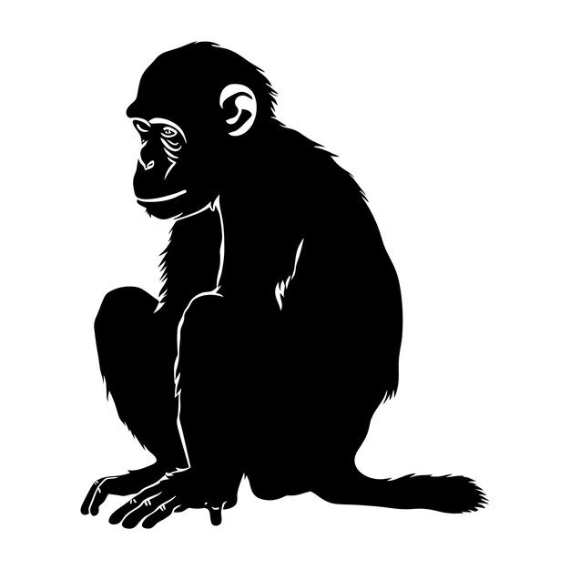 Vector silhouette monkey black color only