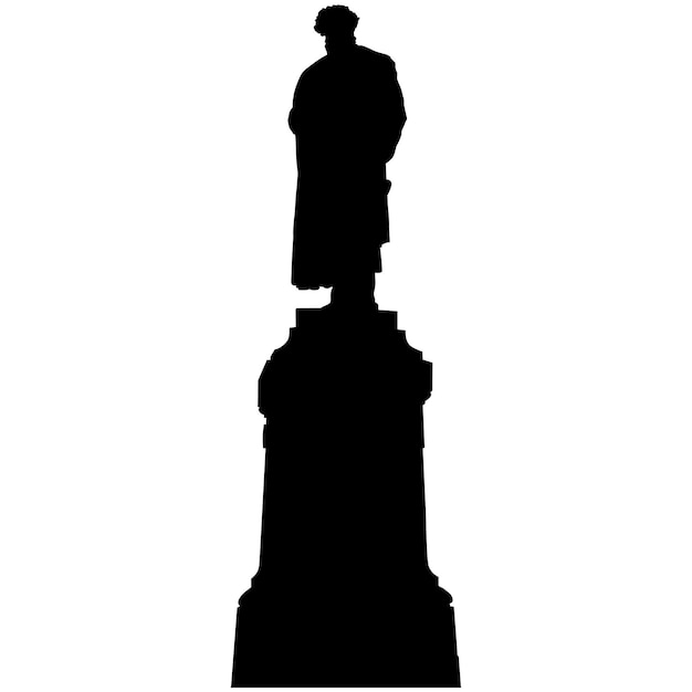 Vector silhouette monument to the famous russian poet alexander pushkin in moscow on a white background