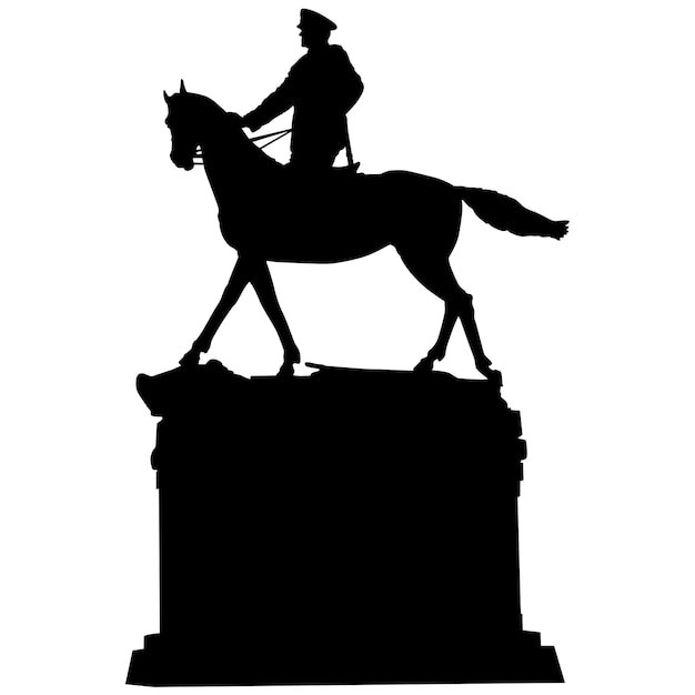 Silhouette monument to the Soviet commander Marshal Georgy Zhukov in Moscow on a white background