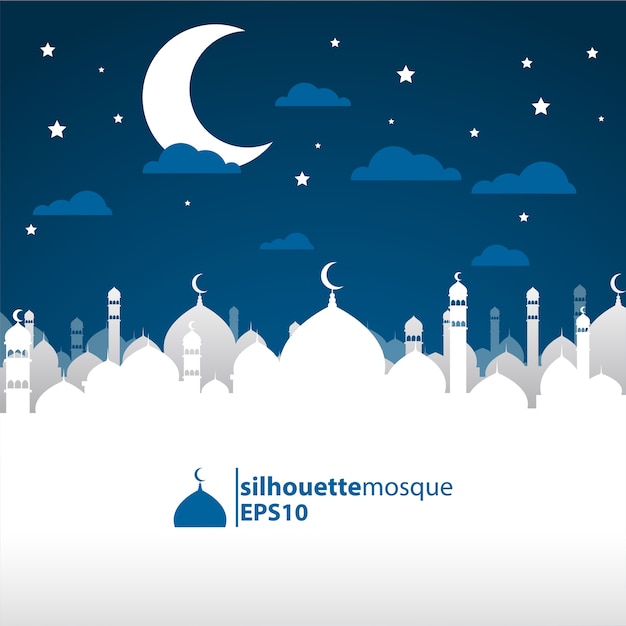 Vector silhouette mosque background