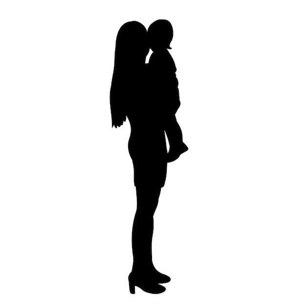 Silhouette of mother and child