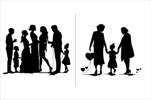 Silhouette mother with a Daughter mother with a son Vector illustration for Mothers Day