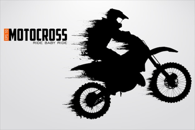 Vector silhouette of a motocross rider