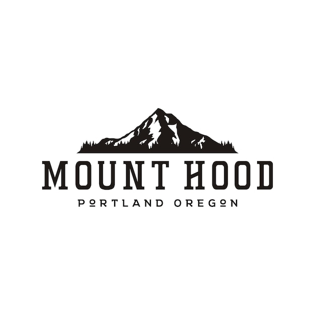 Silhouette of Mount Hood Portland Oregon Mountain logo design