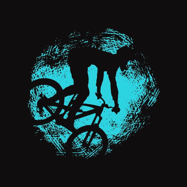 Silhouette of mountain bike with grunge brush strokes
