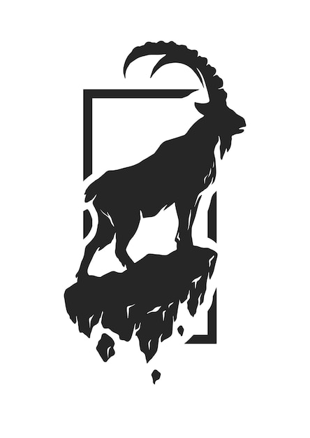 Silhouette of a mountain goat