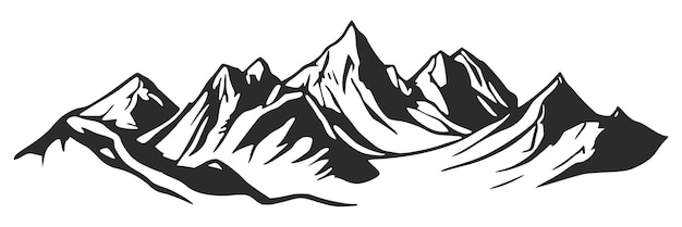 Vector silhouette mountain range isolated on white background vector