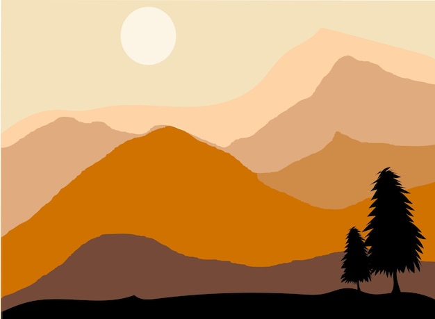 A silhouette of a mountain with a sunset in the background.