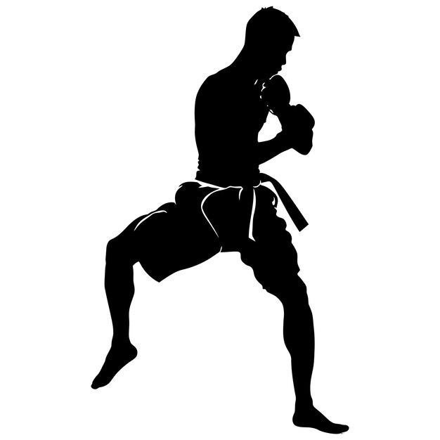 Silhouette muay thai full body black color only