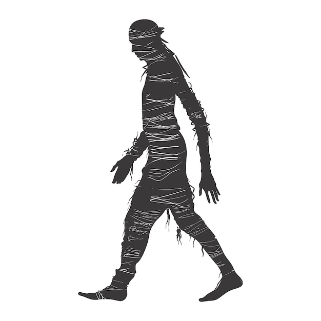 Silhouette mummy walking the egypt Mythical Creature black color only