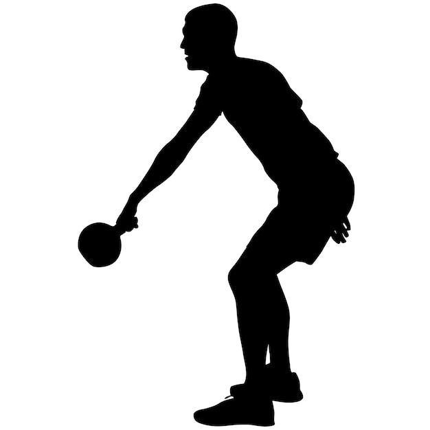 Silhouette muscular man holding kettle bell