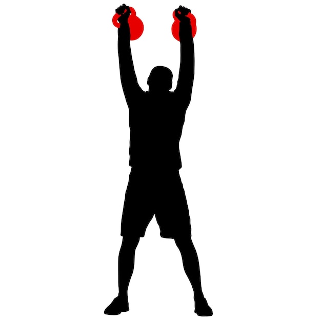 Silhouette muscular man holding kettle bell