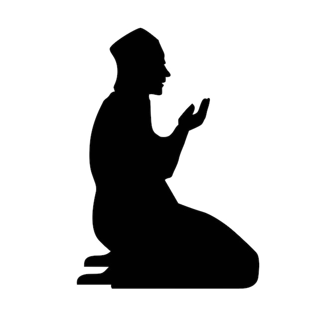 Vector silhouette of a muslim praying man