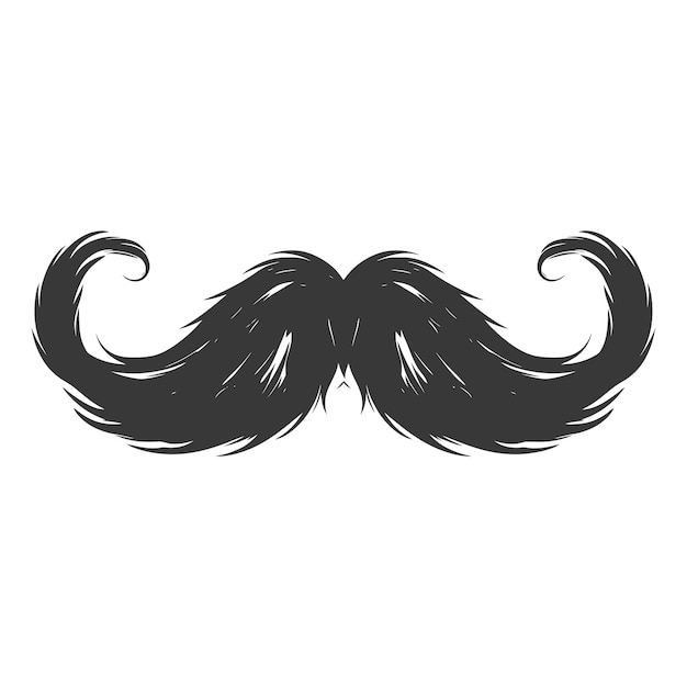 Vector silhouette mustache only black color only