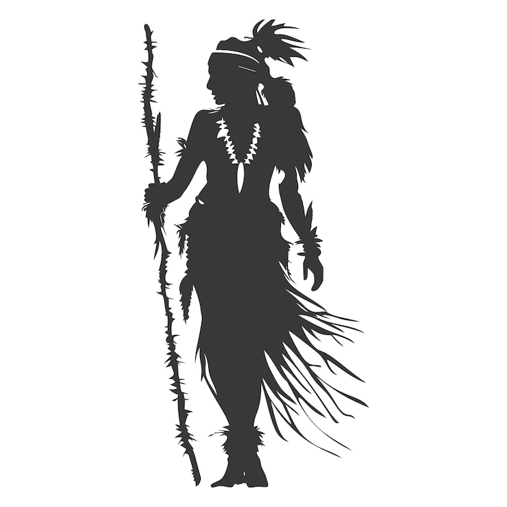 वेक्टर silhouette native australian tribe elderly woman black color only