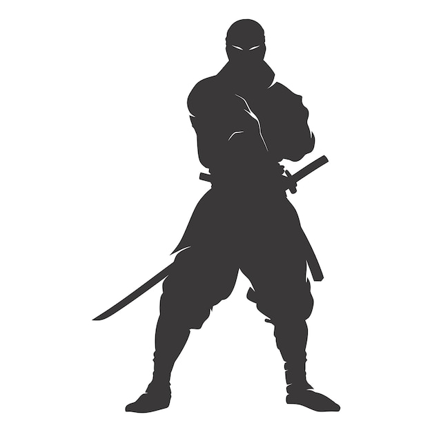 Vector silhouette ninja black color only full body