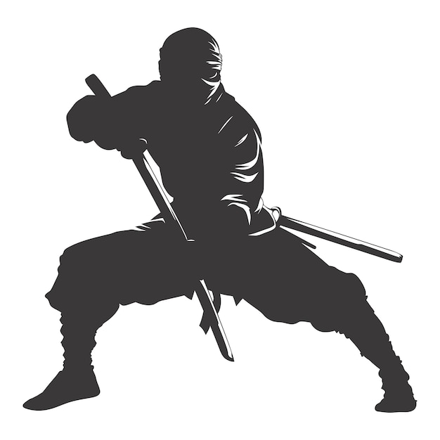 silhouette ninja warrior black color only full body