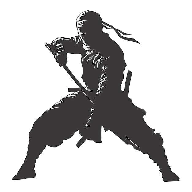 silhouette ninja warrior black color only full body