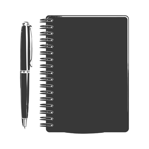 Silhouette notebook and pen black color only