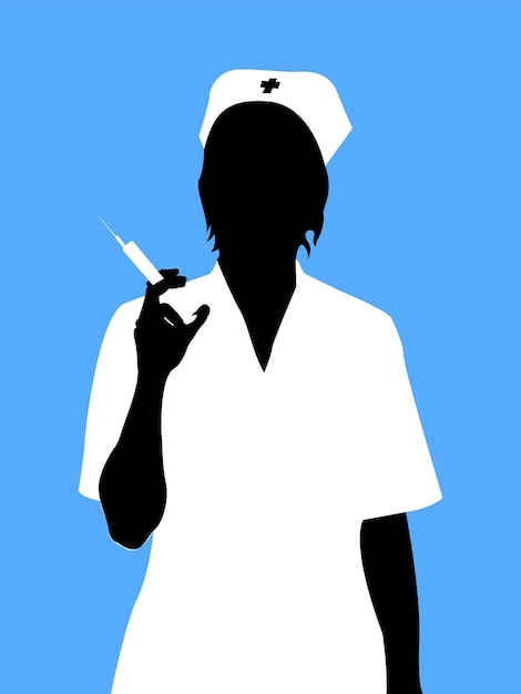 Silhouette of Nurse Holding a Syringe