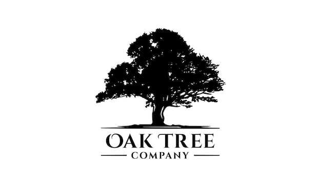 Illustrazione del logo dell'albero di quercia sagoma, ispirazione del modello di design dell'albero della vita