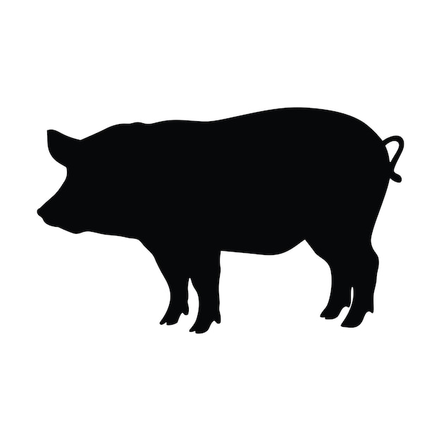 Вектор Силуэт свинью икона художественный дизайн свинья векторная иллюстрация с белым фоном