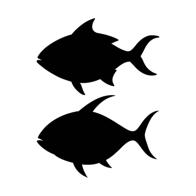 Вектор Силуэт рыбы-помпано на белом фоне