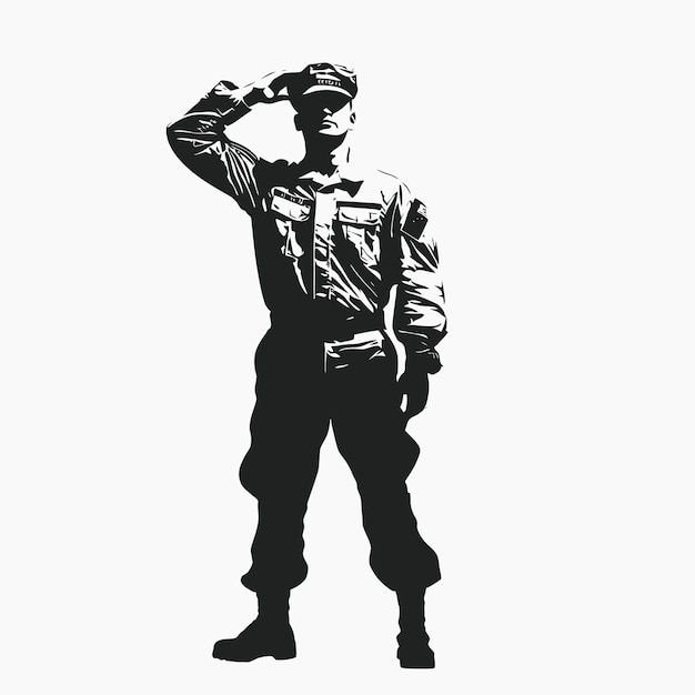 silhouette_of_a_salute_soldier_in_black_and_white