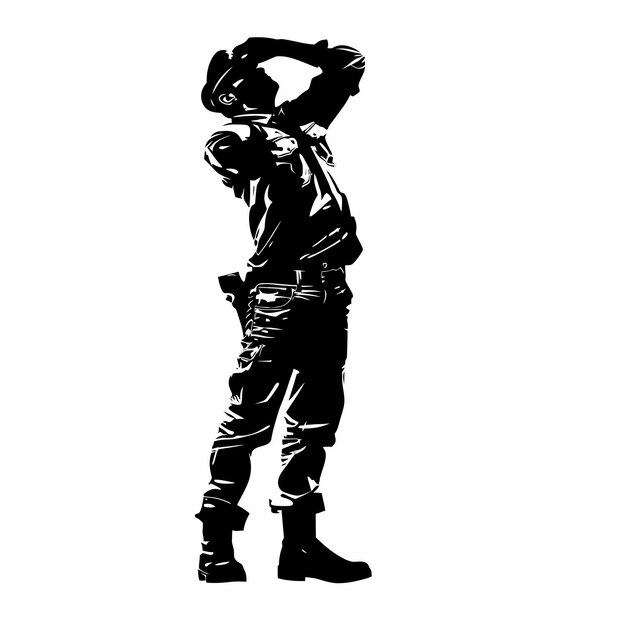 Vector silhouette_of_a_salute_soldier_in_black_and_white