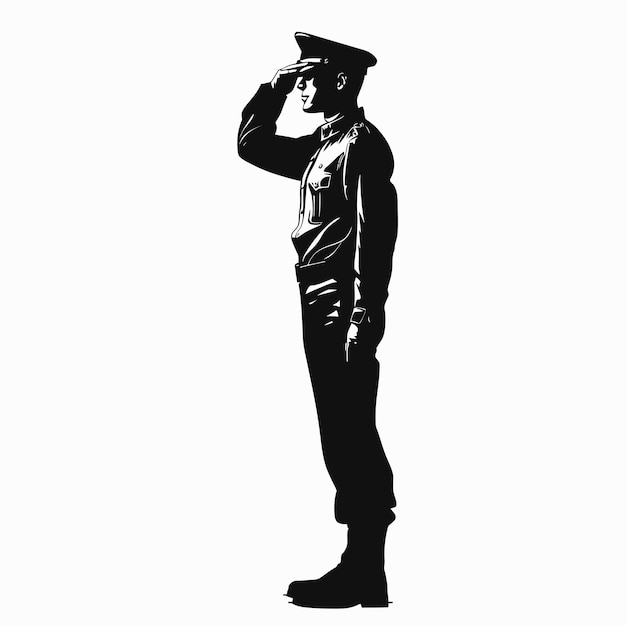 Vector silhouette_of_a_salute_soldier_in_black_and_white