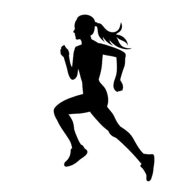 ベクトル 白い背景のベクトルで走っている女性のシルエット