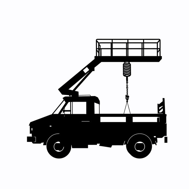 Vector silhouette_of_aerial_work_platform_bucket_truck