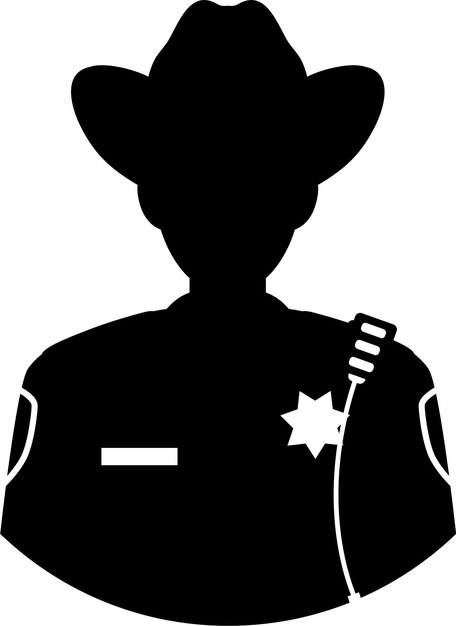 전통적인 유니폼을 입은 미국 경찰관 보안관의 실루 아바타 캐릭터 아이콘