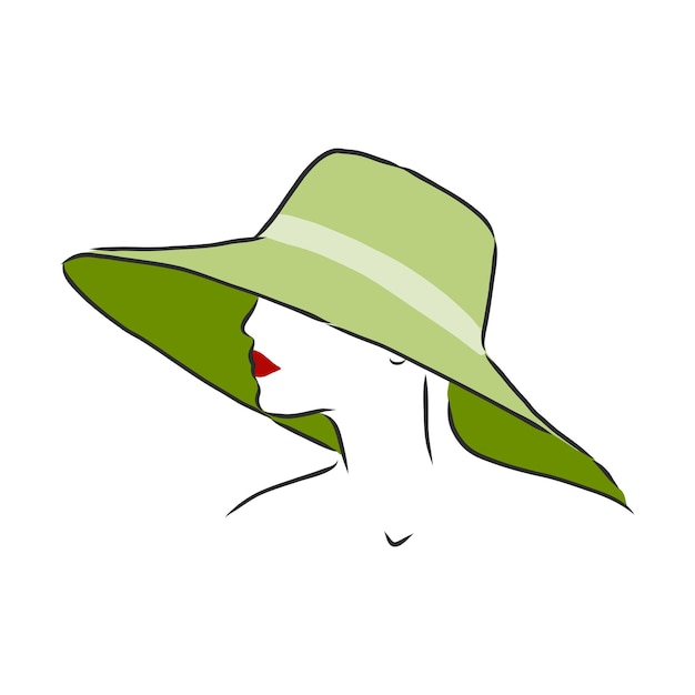 Вектор Силуэт красивой женщины в элегантной шляпе