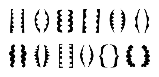 Вектор Силуэт декоративных скобок набор различных текстовых рамок, нарисованных вручную