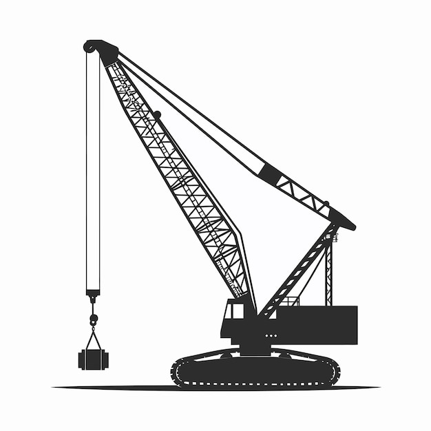 Vector silhouette_of_mobile_crane_icon_in_flat_style